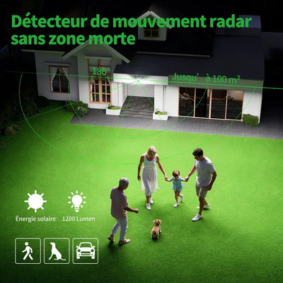 Projecteur Solaire à Détecteur Radar Télécommandé