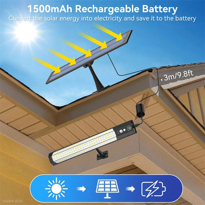 Projecteur Solaire Extérieur 158 LED Détecteur de Mouvement et Télécommande