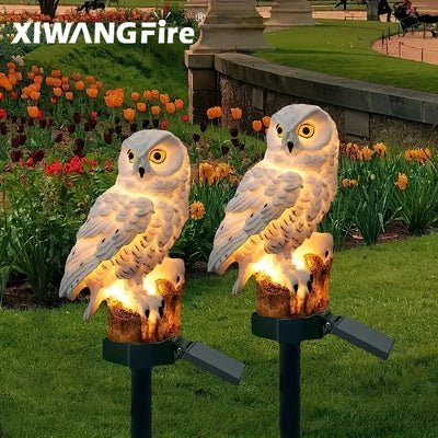 Statue Solaire Hibou LED Étanche pour Jardin et Patio