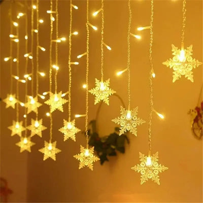Rideau Lumineux Solaire Flocons et Glaçons LED Noël