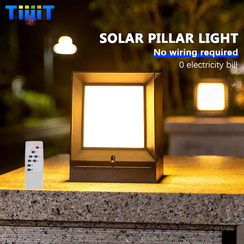 Lampe Solaire de Pilier LED avec Télécommande