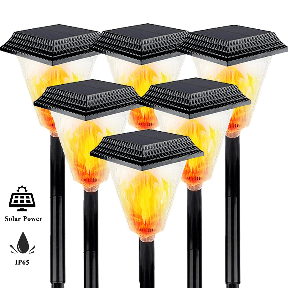 Torche solaire LED à effet flamme clignotante décorative IP65 pour jardin