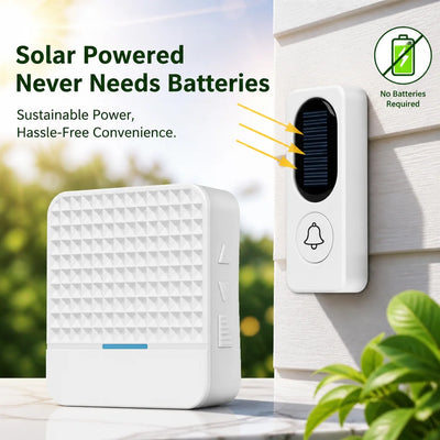 Sonnette Solaire Sans Fil IP65 Portée 300 m avec Récepteur