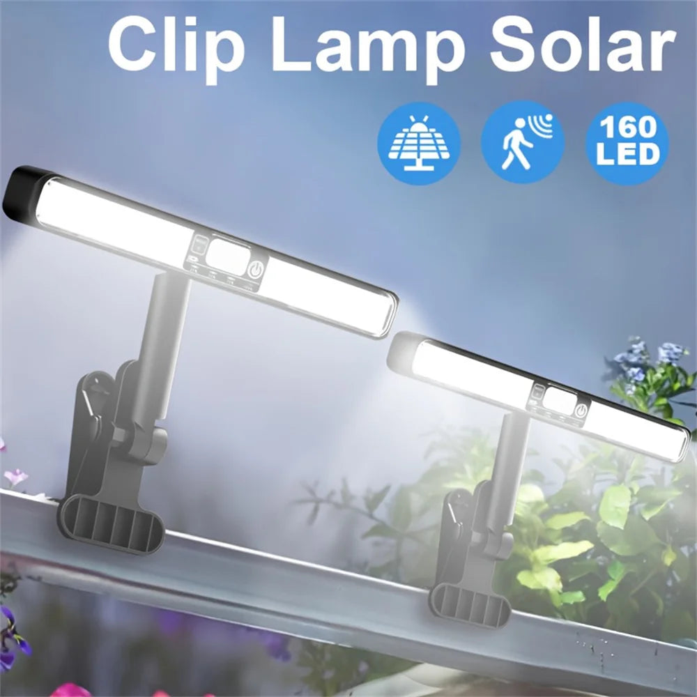 Lampe solaire portable 160 LED avec détecteur de mouvement pour clôture