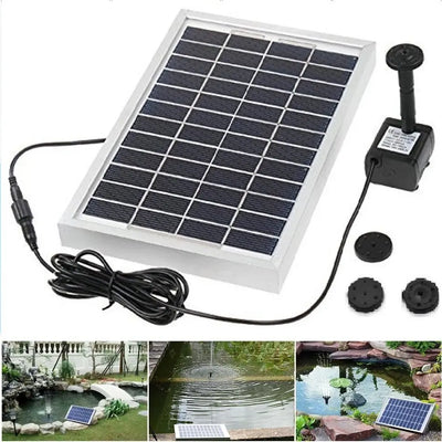 Fontaine Solaire 5 W 250 L/h à 4 Buses pour Étang et Bassin