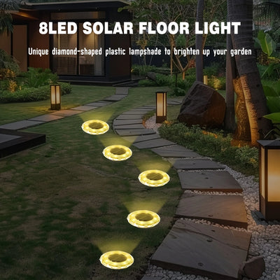 Lampe Solaire Enterrée 8 LED Étanche Jardin Pelouse Allée