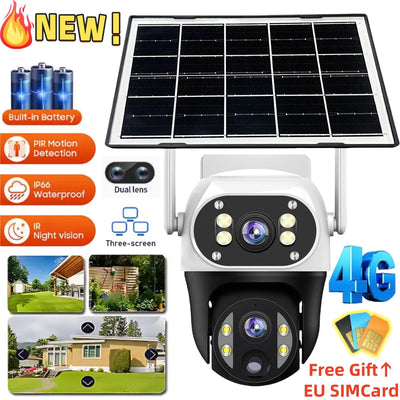 Caméra solaire de surveillance 4K 4G pour extérieur