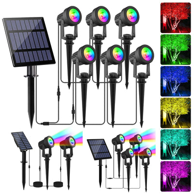 Projecteur Solaire RGB LED Étanche IP65 Jardin Noël Halloween