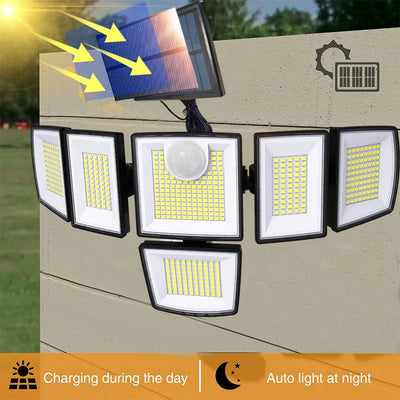 Projecteur Solaire 496 LED Détecteur Mouvement 6 Têtes 360°