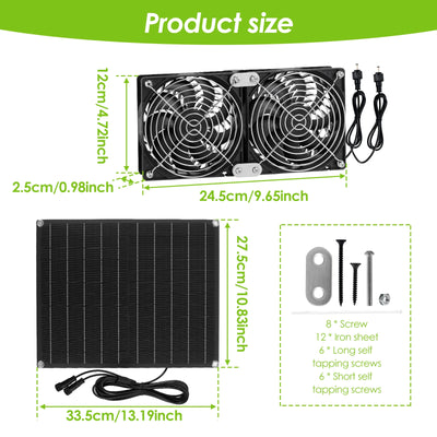 Extracteur d'Air Solaire 12V 25W Double Turbine Étanche