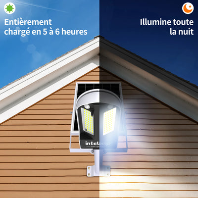 Lampe Solaire de Rue 3000LM Double 180° Détecteur Mouvement