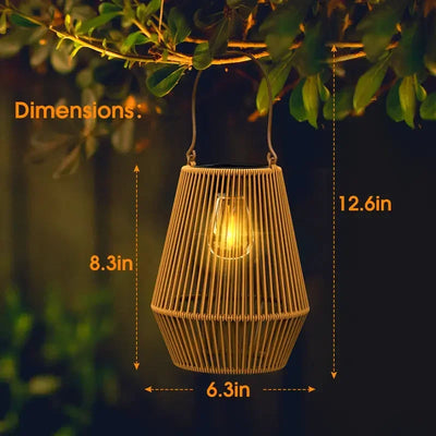 Lanterne Solaire Extérieure en Rotin Style Bohème, Décoration Jardin