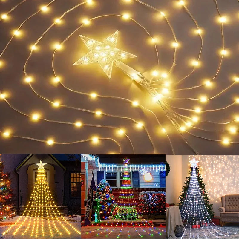 Guirlande Solaire Étoiles LED Décoration de Noël Extérieur