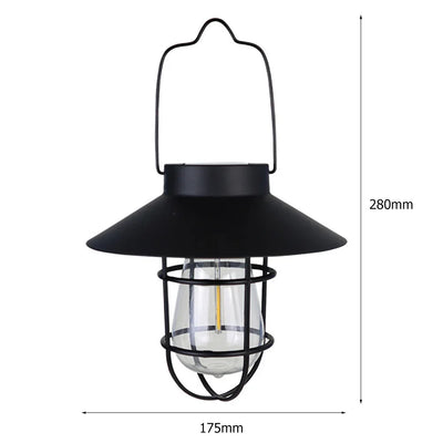 Lanterne Solaire Extérieure Rétro Métal Filament LED Suspendue