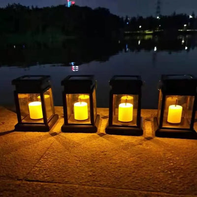 Lanterne Solaire Extérieure Style Palais 3 Bougies LED Suspendue