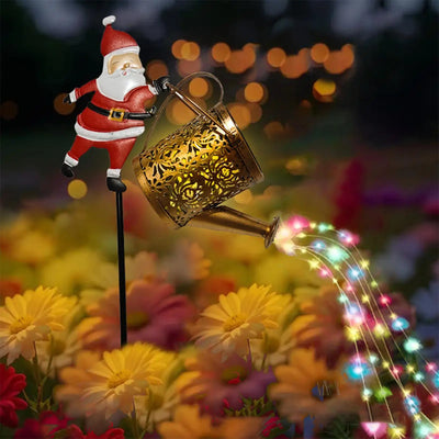 Lanterne Solaire Arrosoir Père Noël Étanche pour Jardin