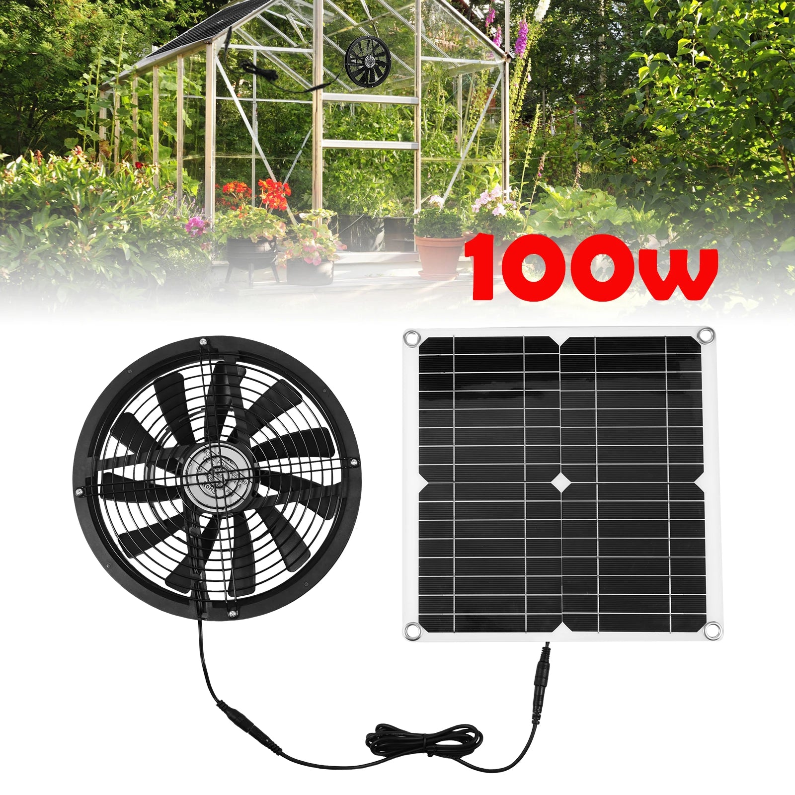 Extracteur Solaire 100W pour Poulailler et Serre
