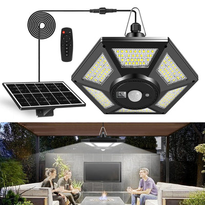 Lampe Solaire Suspendue avec Télécommande 180 LED Détecteur de Mouvement