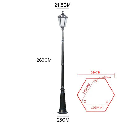 Dimensions du lampadaire solaire extérieur en aluminium