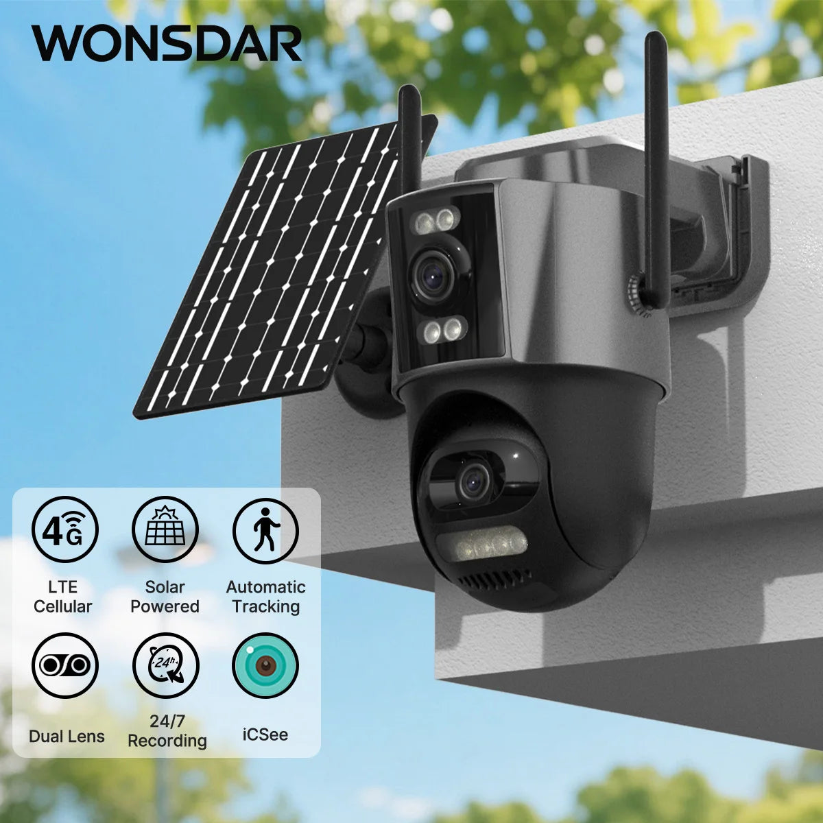 Caméra Solaire 4G PTZ Extérieure Étanche