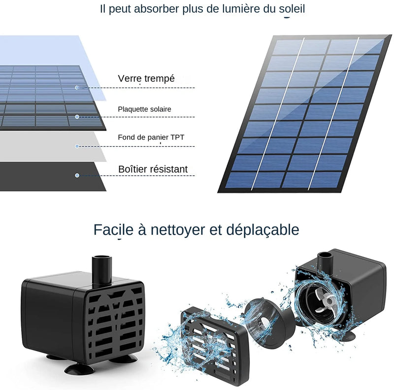 Fontaine Solaire 6 Buses avec Tuyau 1,2 M pour Bassin