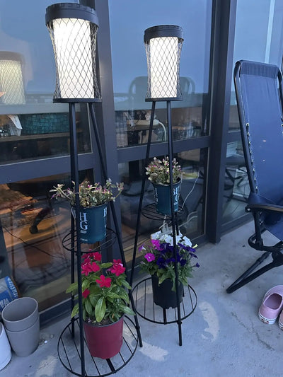 Lanterne Solaire de Jardin avec Support pour Plantes