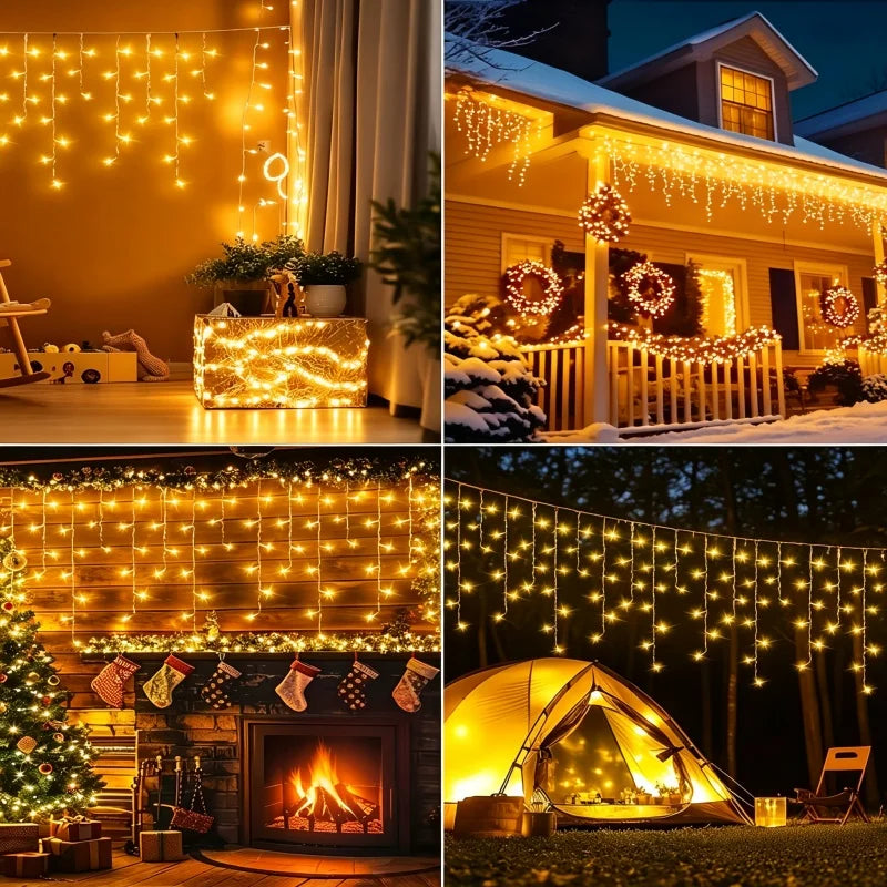 Guirlande Solaire Extérieure Rideau Lumineux LED