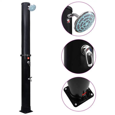 Douche Solaire Extérieure 40 L Colonne Noire Lave-Pieds