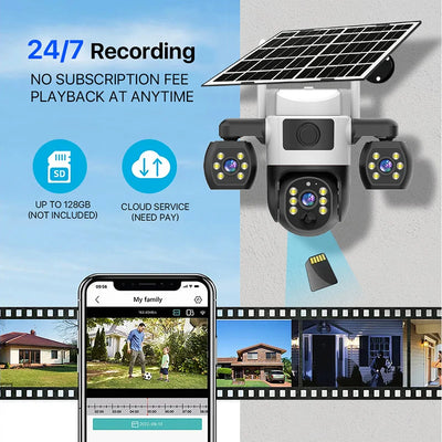 Caméra de Surveillance Solaire Rotative Extérieure 4G 15MP