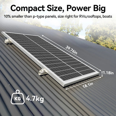 Panneau Solaire Rigide Monocristallin 100W 12V pour Camping-Car