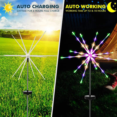 Lampe Solaire Feu d'Artifice LED Étanche Jardin et Allée