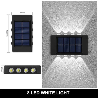 Applique Solaire Murale 12 LED Haut et Bas pour Balustrade