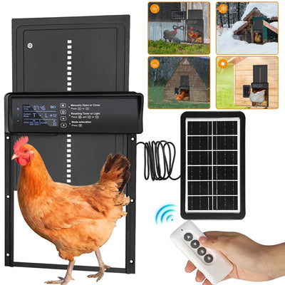 Porte Automatique de Poulailler Solaire Programmable Levage Anti-Pincement