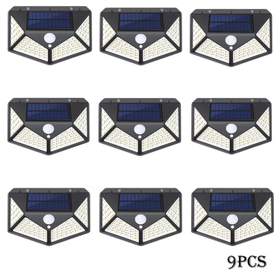 Lampe Solaire Extérieur Détecteur de Mouvement 100 LED Murale