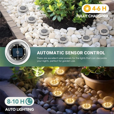 Spot Solaire Extérieur à Planter Inox 8 LED Jardin
