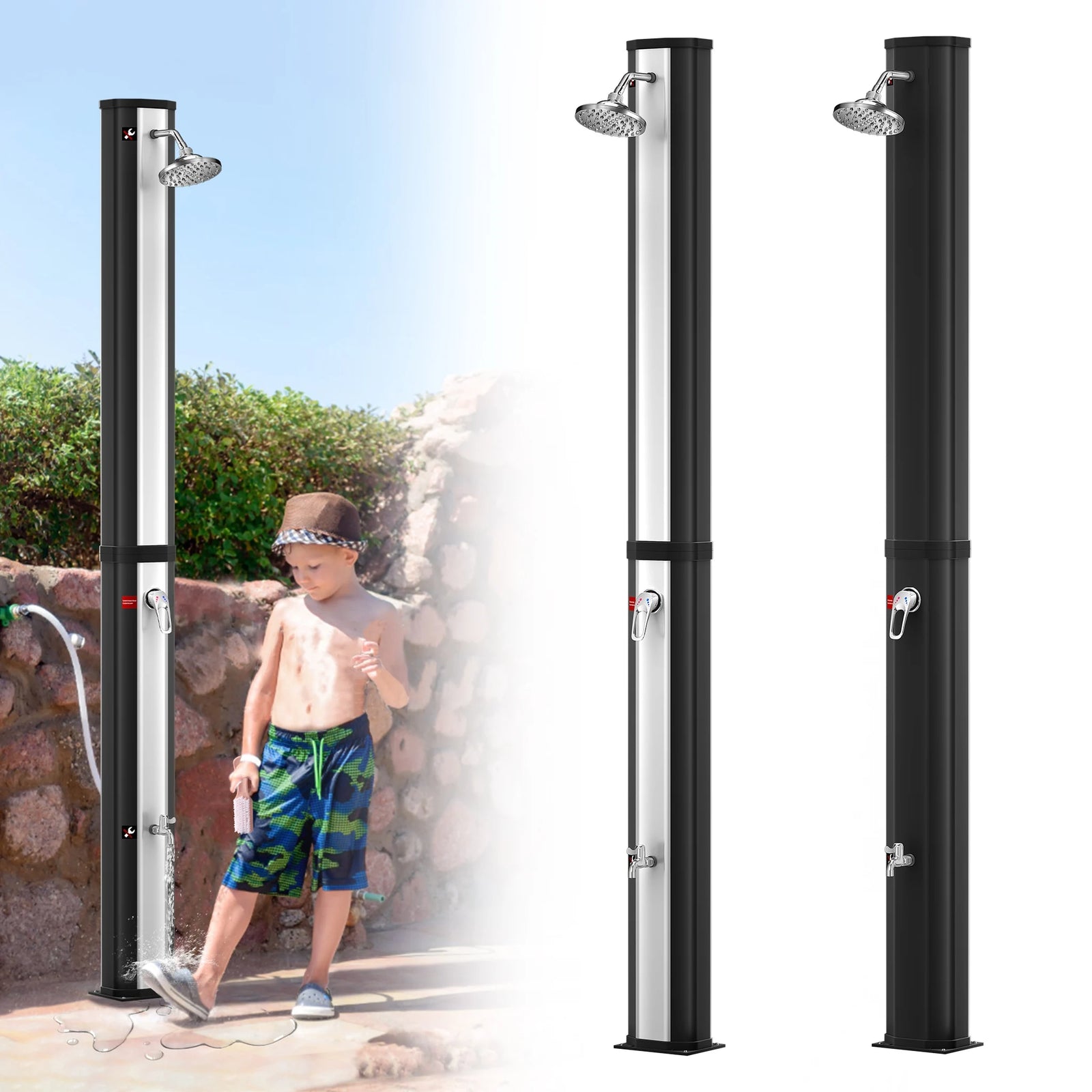 Douche Solaire Extérieure 40L avec Rince-Pieds, 216 cm