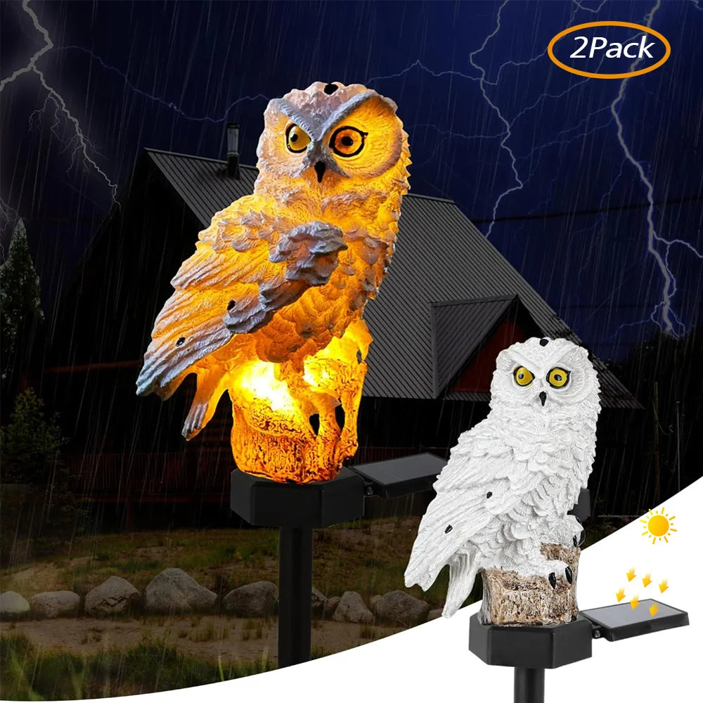 Lampe Solaire Décorative Hibou LED Étanche pour Jardin