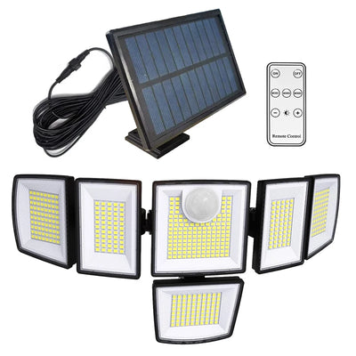 Projecteur Solaire 496 LED Détecteur Mouvement 6 Têtes 360°