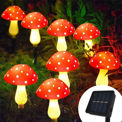 Guirlande Solaire Champignon Rouge Extérieur pour Jardin