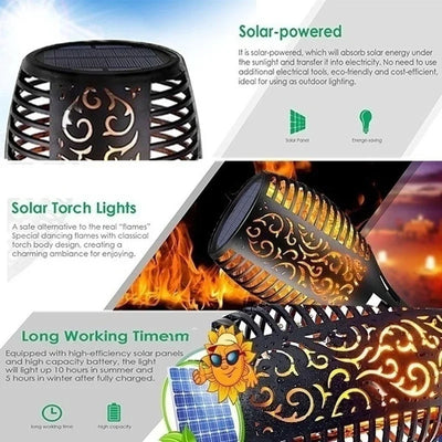 Torche Solaire Effet Flamme Jardin Extérieur Étanche