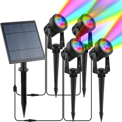 Projecteur Solaire Extérieur LED RVB Étanche pour Jardin
