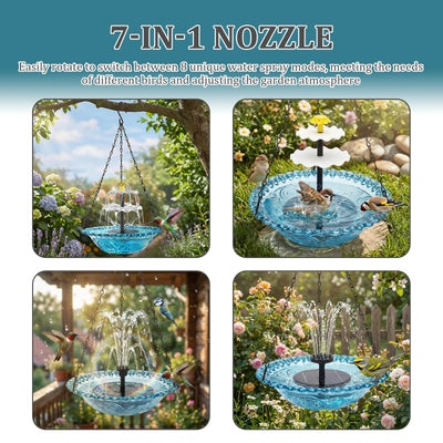Bain d'Oiseaux Suspendu à Fontaine Solaire pour Jardin
