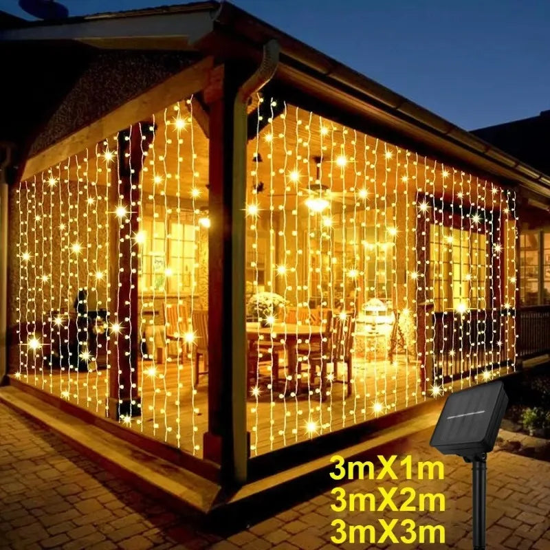 Guirlande Solaire 3x3 m 300 LED 8 Modes Noël et Halloween
