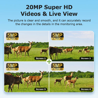 Caméra Solaire 4G Extérieure 20 MP 4 Objectifs