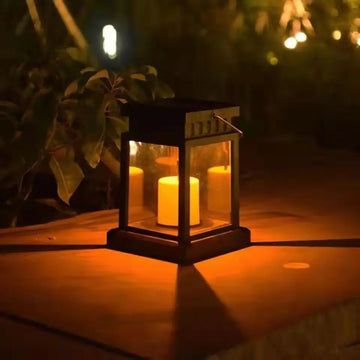 Lanterne Solaire Extérieure Style Palais 3 Bougies LED Suspendue