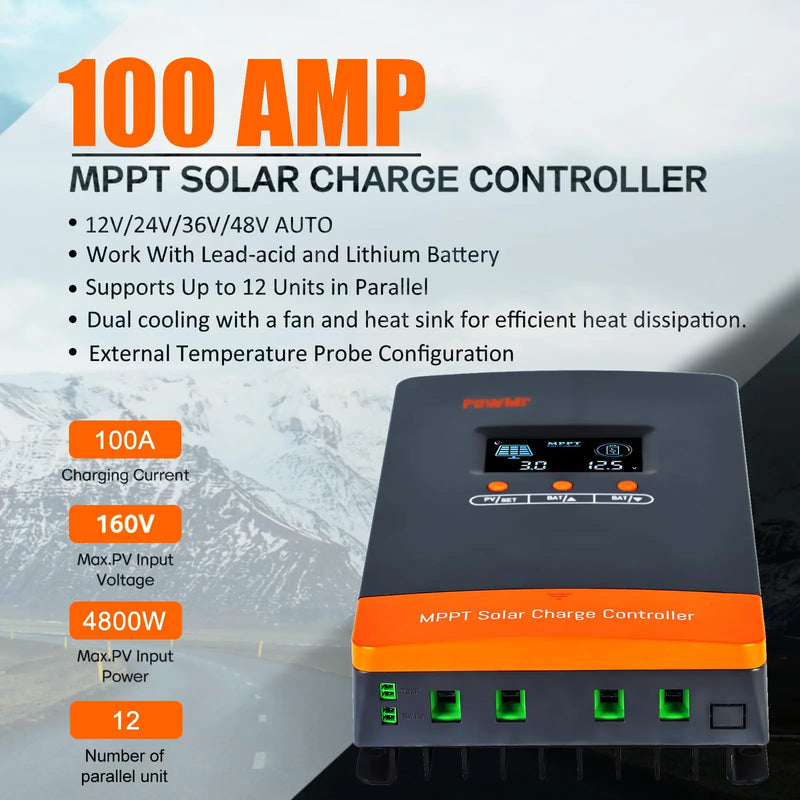 Régulateur Solaire MPPT 100A 12V 24V 48V