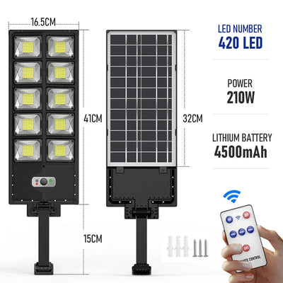 Réverbère Solaire LED Multi-Têtes Capteur Mouvement