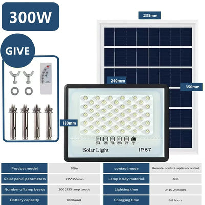 Projecteur Solaire Extérieur Super Lumineux 300W