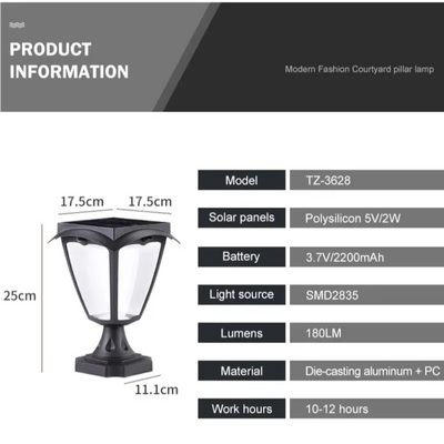Lampe Solaire de Pilier de Portail Double Couleur