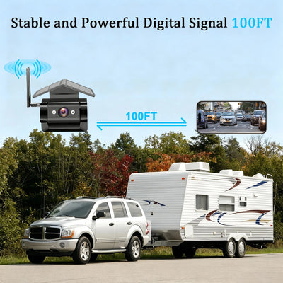 Caméra de Recul Solaire WiFi 1080P IP68 Camion et Camping-Car